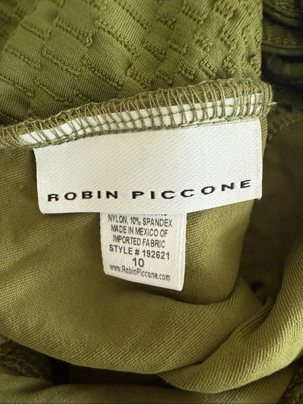 Robin Poccone Chic Green Crochet One-Piece Swimsuit Size 10